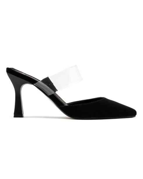 Zapatilla Negra Punta Picuda Banda Vinilo 98010